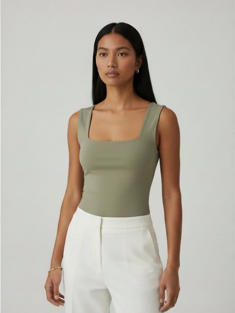Camila Coelho Olive Square-Neck Tank